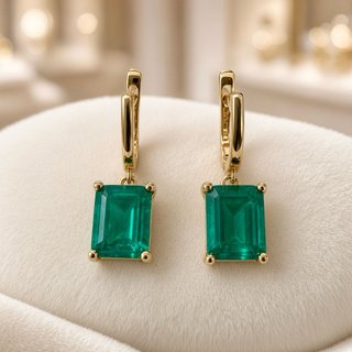Pendientes Statement Nano Esmeralda Hechos a Mano