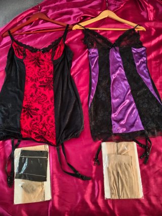 2 Camisones lenceros con ligueros