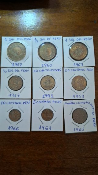 9 Monedas Perú,soles,centavos,céntimo conmemorati