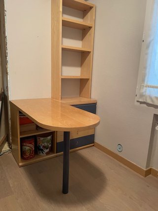 Escritorio Juvenil con Estantería y cajones. Cama