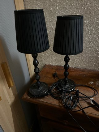 Set de 2 Lámparas de Mesilla Negras