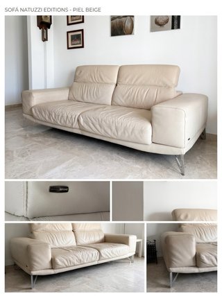 Sofá Natuzzi Editions Piel Beige (Diseño Italiano)