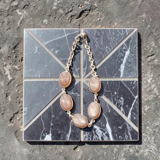 Pulsera de Plata y Piedra Luna Melocotón