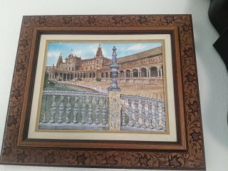 Juego de cuadros al óleo vistas varias Sevilla