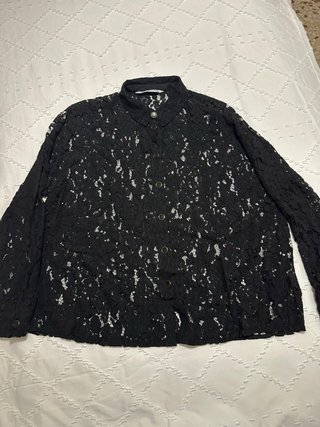 Camisa Zara Negra Perforada