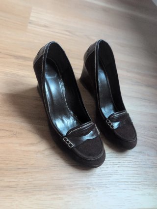Zapatos Mocasín con Cuña Marrones