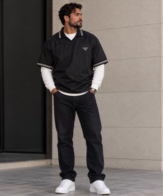 Polo Prada Re-Nylon Oversize Negro XXL AUTENTICO