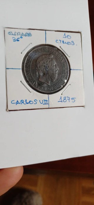 Moneda 10 Céntimos Carlos VII 1875
