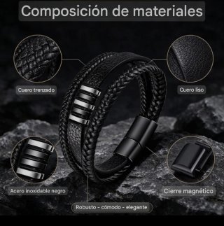 Pulsera de Cuero y Acero Inoxidable