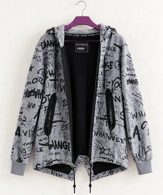 Parka Baxyboy Gris con Estampado Graffiti