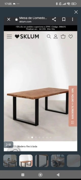 Mesa de Comedor SKLUM Madera y Metal