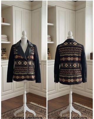 Cazadora Biker Estampada