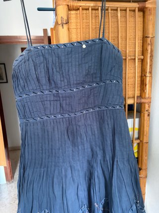 Vestido Azul Plisado de Algodón
