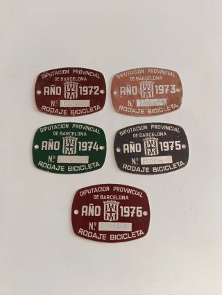 Lote 5 Chapas Matrícula Bicicleta Antiguas
