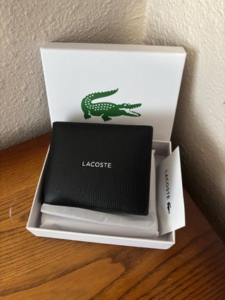 Cartera de cuero Lacoste negra