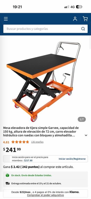 Mesa elevadora de tijera Garvee 150kg