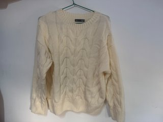 Jersey Zara Blanco Crudo Oversize Talla S
