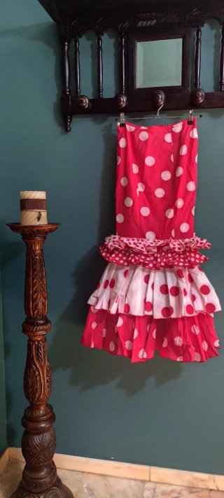 Falda Flamenca Roja y Blanca Talla XXS/XS