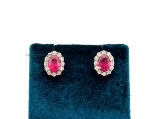 pendientes oro 18k con piedra con rubi,diamante