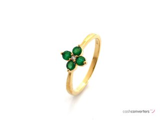 anillo oro 18k con piedra con diamante,esmeralda