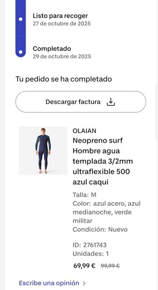 Neopreno Surf Olaian 3/2mm Hombre Talla M