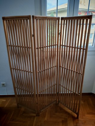 Biombo de 3 Paneles de Bambú
