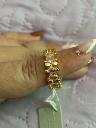 Anillo Tous Oso Dorado con Cristal Rosa
