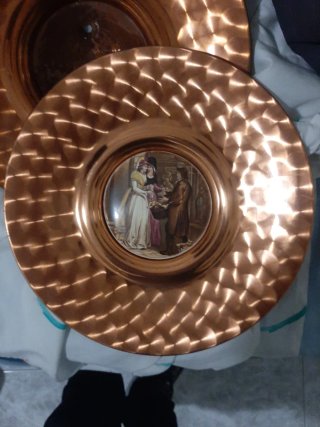Platos de Cobre con Decoración Central 33 centímet