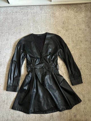 Vestido Zara Efecto Piel Negro
