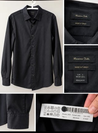 Camisa Negra Massimo Dutti Talla L