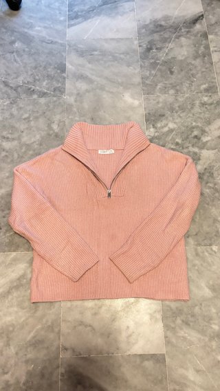 Jersey Rosa Nude Cuello Alto Cremallera