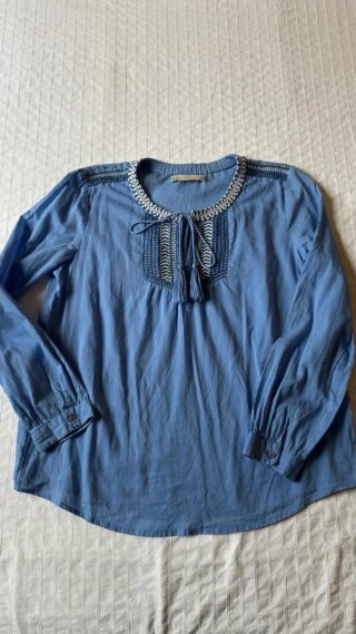 Camisa Sfera Bordada Azul Talla M
