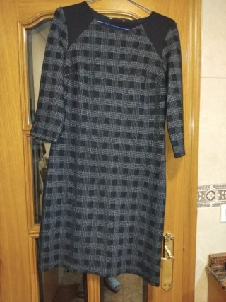 Vestido de punto cuadros negro y blanco T/M