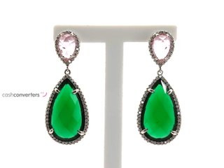 pendientes plata 925mm con piedra con circonita