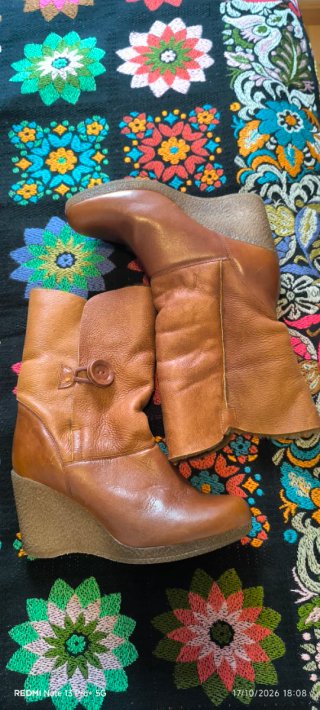 Botas de Piel de Cordero con Cuña tocino 40