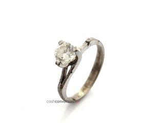 sortija plata 925mm con piedra con circonita