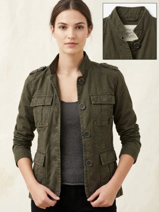 Chaqueta Verde Estilo Militar Talla S