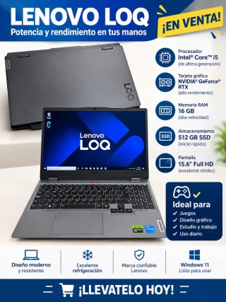 Portátil Lenovo LOQ i5 RTX 16GB RAM