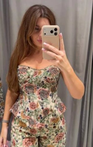 Corset Zara Bordado con Abalorios Talla L