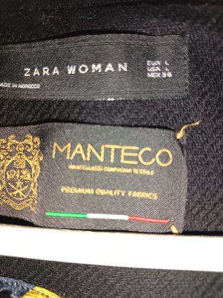 Abrigo de paño negro Zara Woman