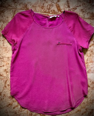 Blusa Manga Corta Salsa Jeans Morada, color fcsia.