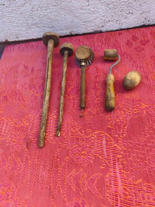 Lote de 5 Utensilios de Madera Antiguos
