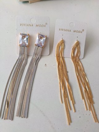 2 Pares de Pendientes Largos Viviana Moda