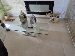 Mesa Auxiliar de Cristal y Madera