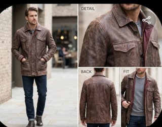 Chaqueta tres cuartos de piel marrón