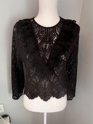 Blusa de encaje negro Zara. solo envio con INPOST!