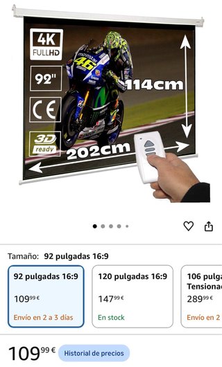 Pantalla de Proyector Eléctrica 92”