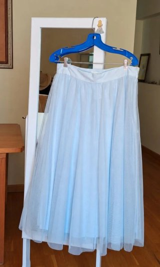 Falda de Tul y Organza Azul Claro