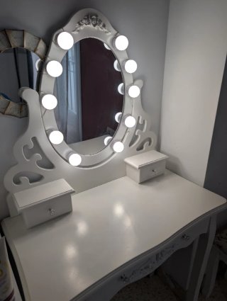 Tocador Blanco con Espejo Iluminado