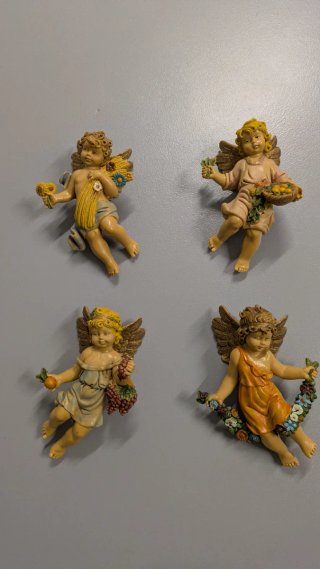 Set di 4 Angeli Decorativi da Parete